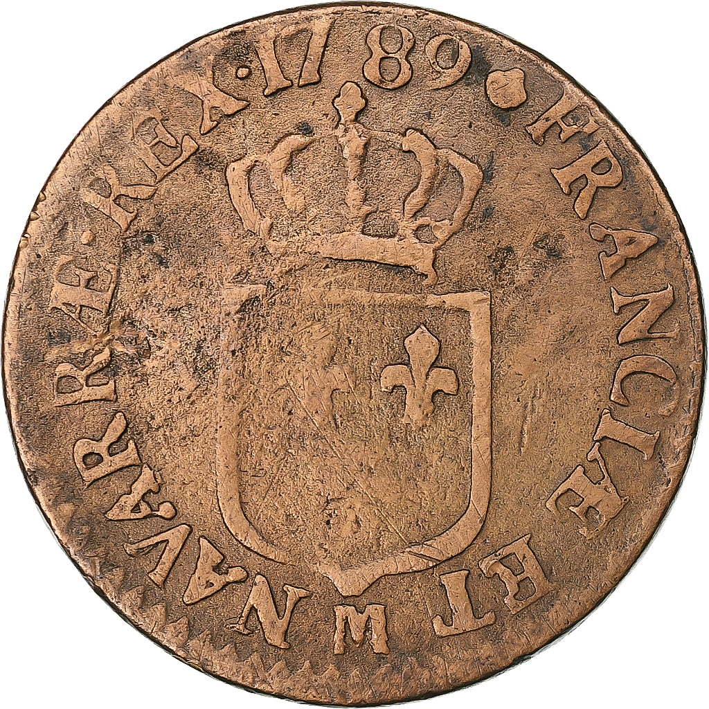 Frankreich, Louis XVI, 1/2 Sol, 1789, Toulouse, Kupfer, S, Gadoury:349