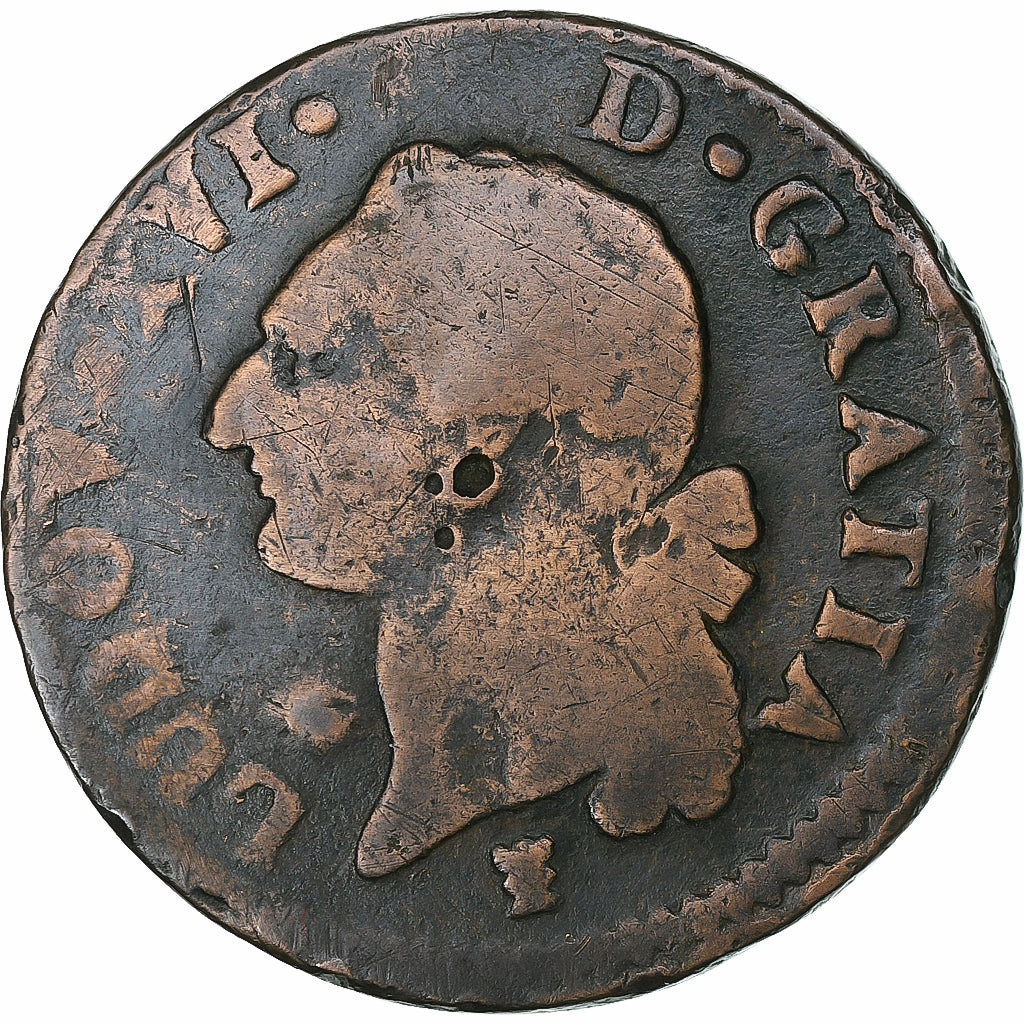 France, Louis XVI, Sol, 1784, Limoges, Cuivre, TB, Gadoury:350