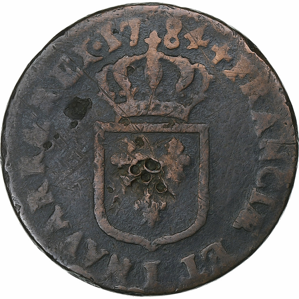 France, Louis XVI, Sol, 1784, Limoges, Cuivre, TB, Gadoury:350