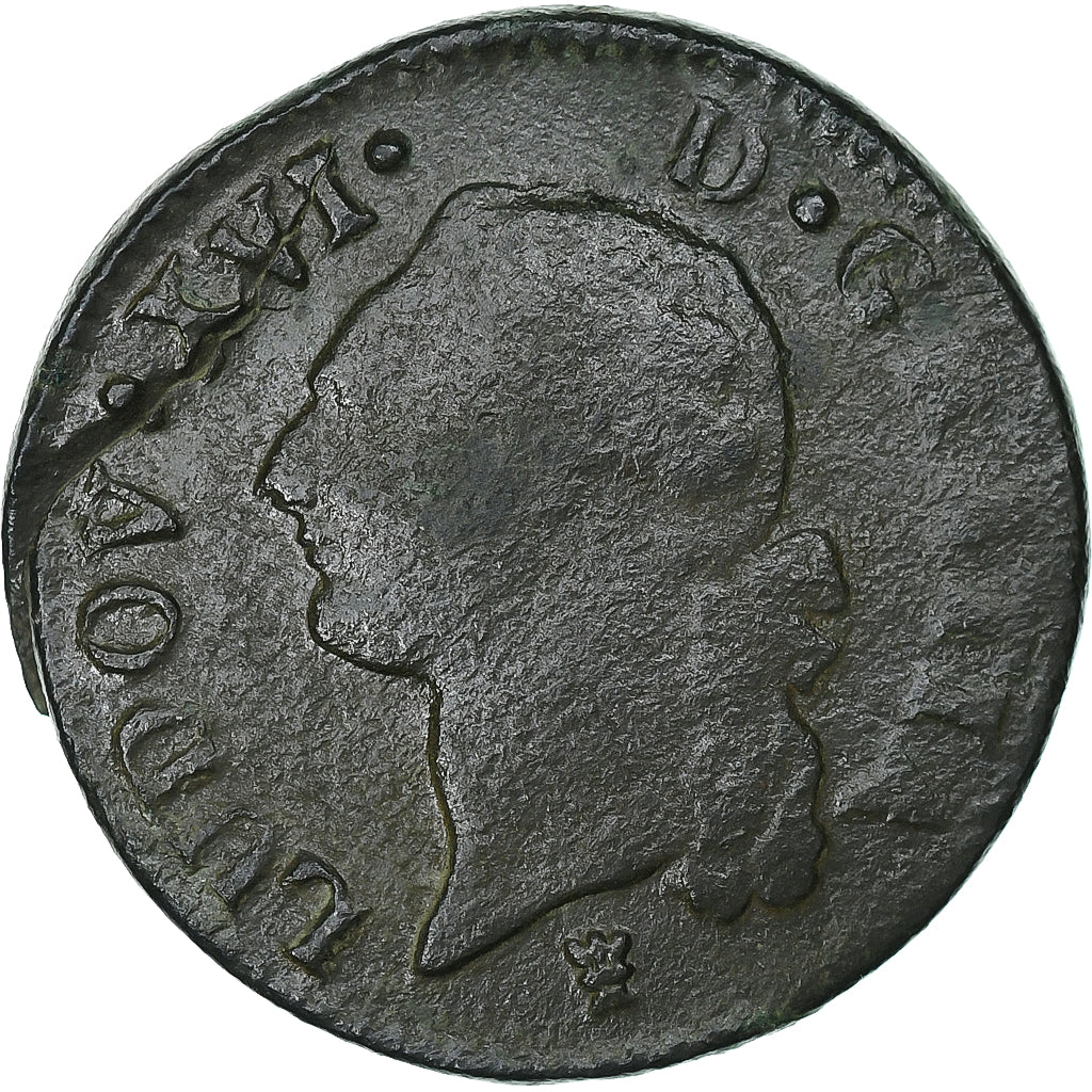 Frankreich, Louis XVI, Sol, Limoges, Flan fissuré, Kupfer, S, Gadoury:350