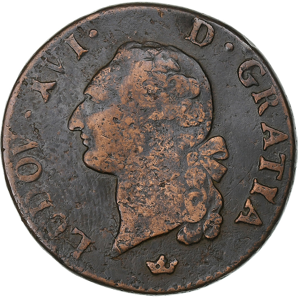 Frankreich, Louis XVI, Sol, 1789, Toulouse, Kupfer, S, Gadoury:350