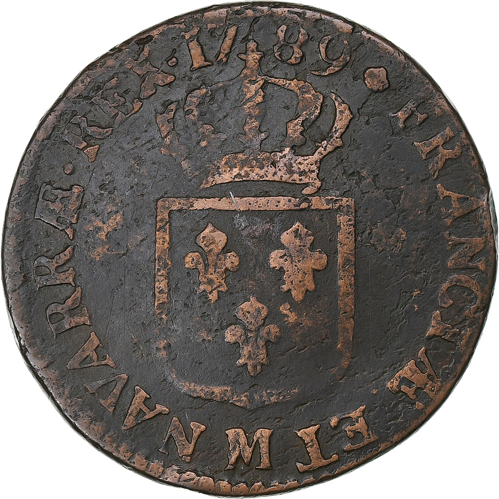 Frankreich, Louis XVI, Sol, 1789, Toulouse, Kupfer, S, Gadoury:350