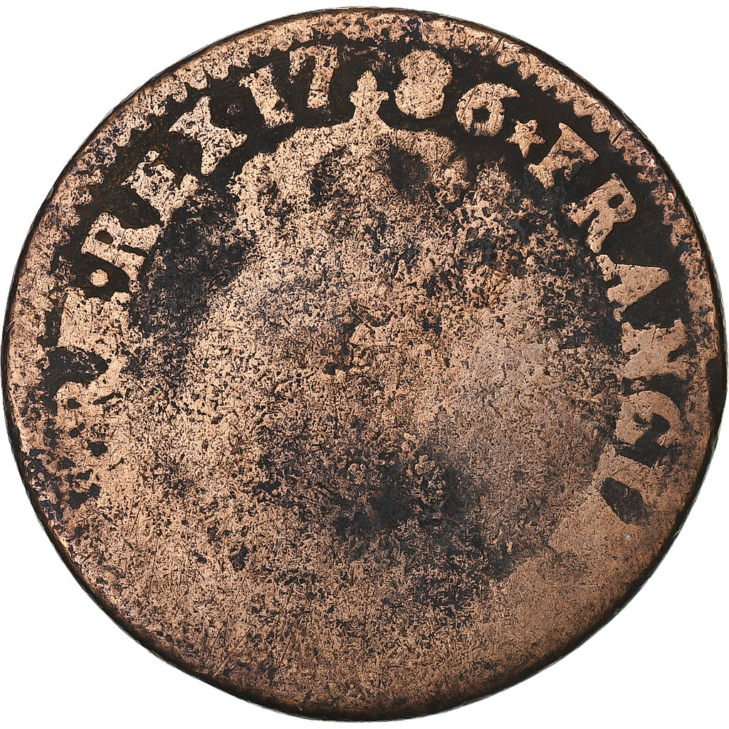 France, Louis XVI, Sol, 1786, Cuivre, B+, Gadoury:350