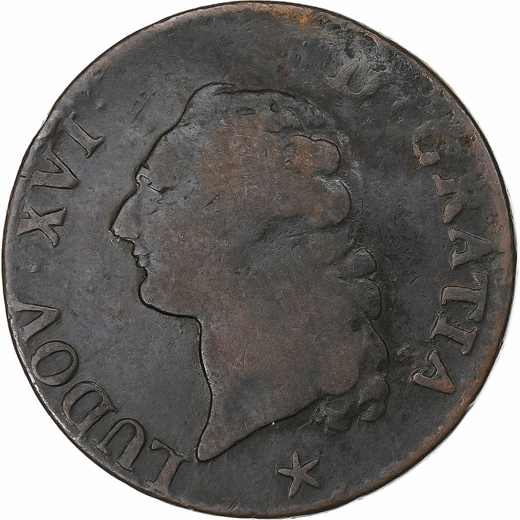 France, Louis XVI, Sol, 1785, Lille, Cuivre, TB, Gadoury:350