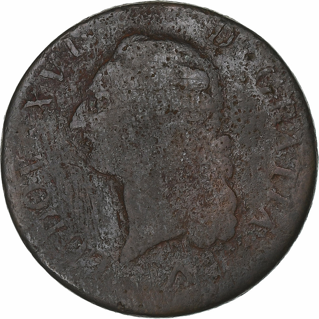 France, Louis XVI, Sol, 1782, Lille, Cuivre, B+, Gadoury:350