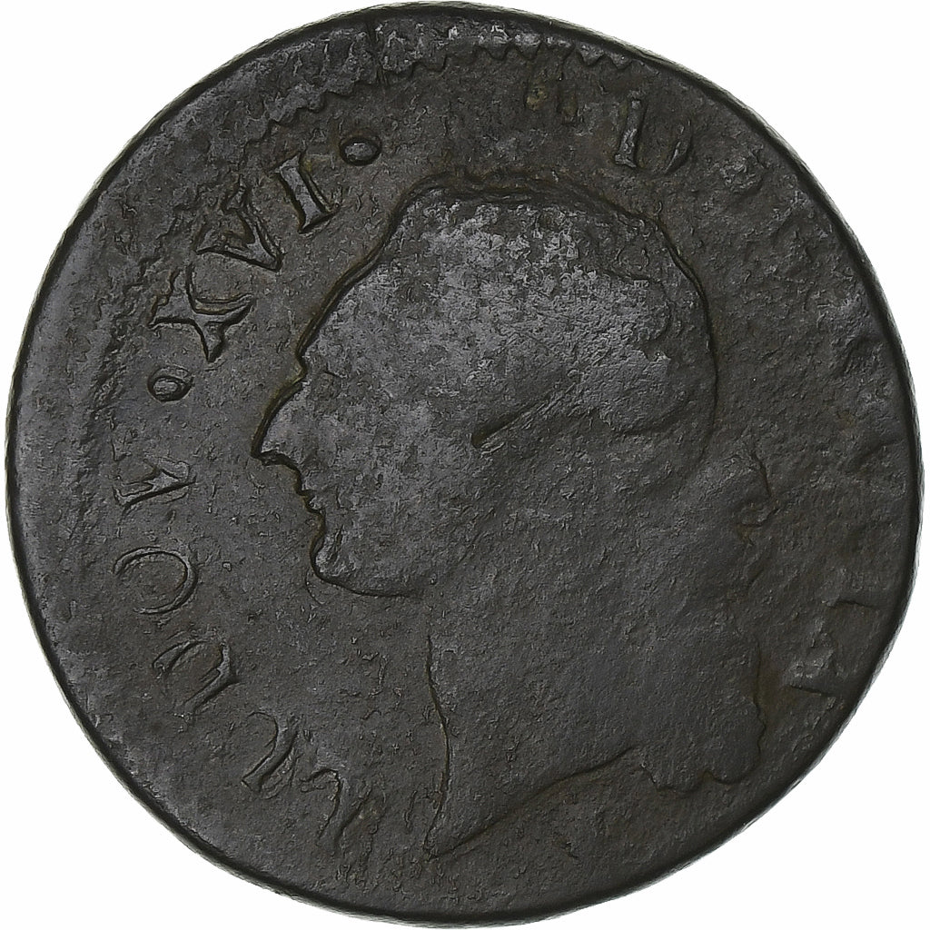 France, Louis XVI, Sol, 1784, Limoges, Cuivre, TB, Gadoury:350