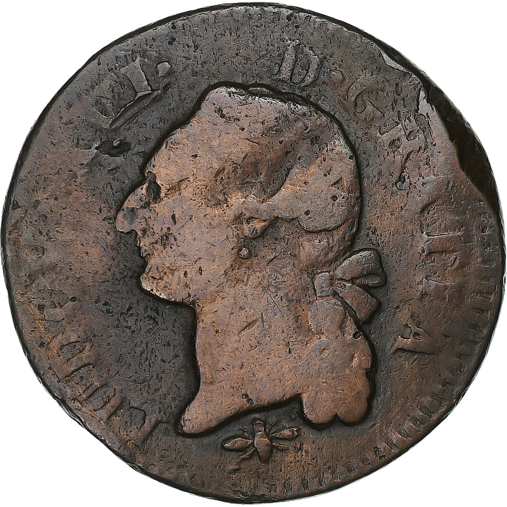 France, Louis XVI, Sol, 1791, Lyon, Cuivre, TB, Gadoury:350