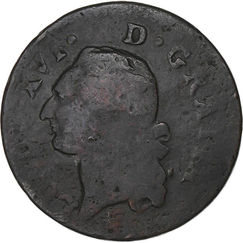 France, Louis XVI, Sol, 1790, Bordeaux, Cuivre, TB, Gadoury:350