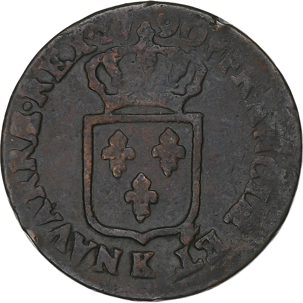 France, Louis XVI, Sol, 1790, Bordeaux, Cuivre, TB, Gadoury:350