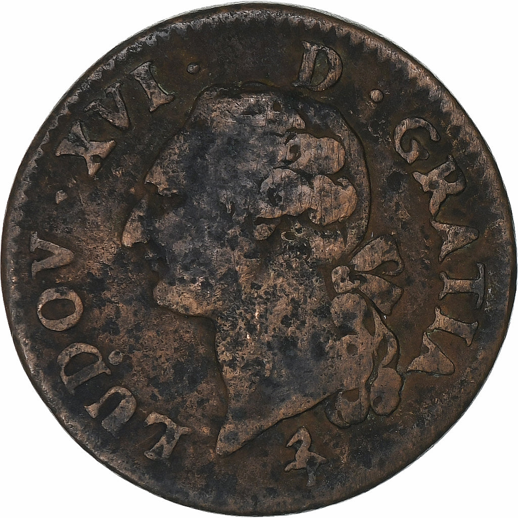 France, Louis XVI, Sol, 1791, Paris, 2ème semestre, Cuivre, TB+, Gadoury:350