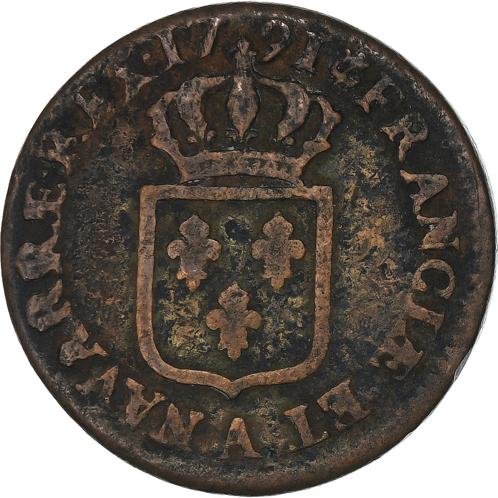 France, Louis XVI, Sol, 1791, Paris, 2ème semestre, Cuivre, TB+, Gadoury:350