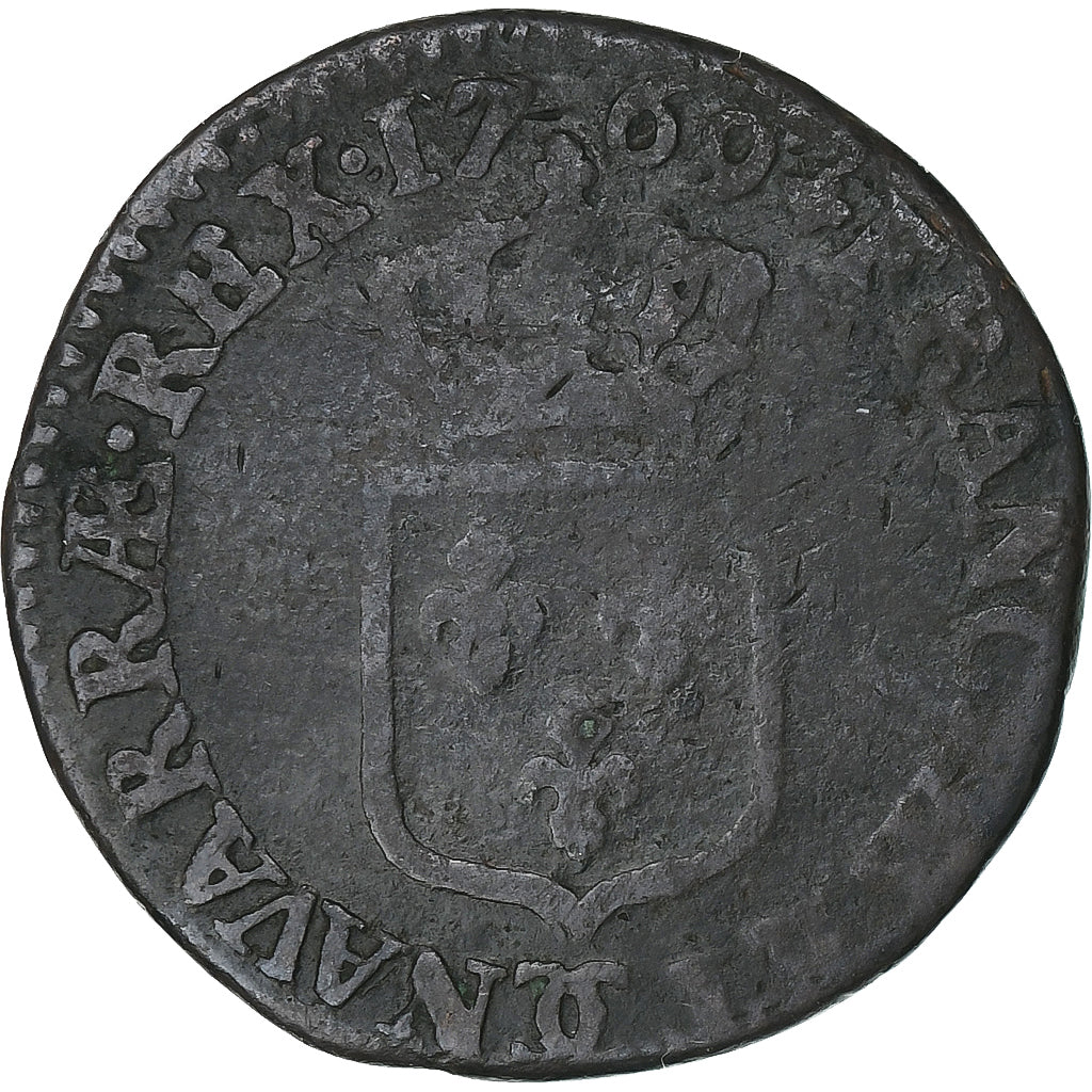 Francia, Louis XV, 1/2 Sol à la vieille tête, 1769, Besançon, Cobre, BC