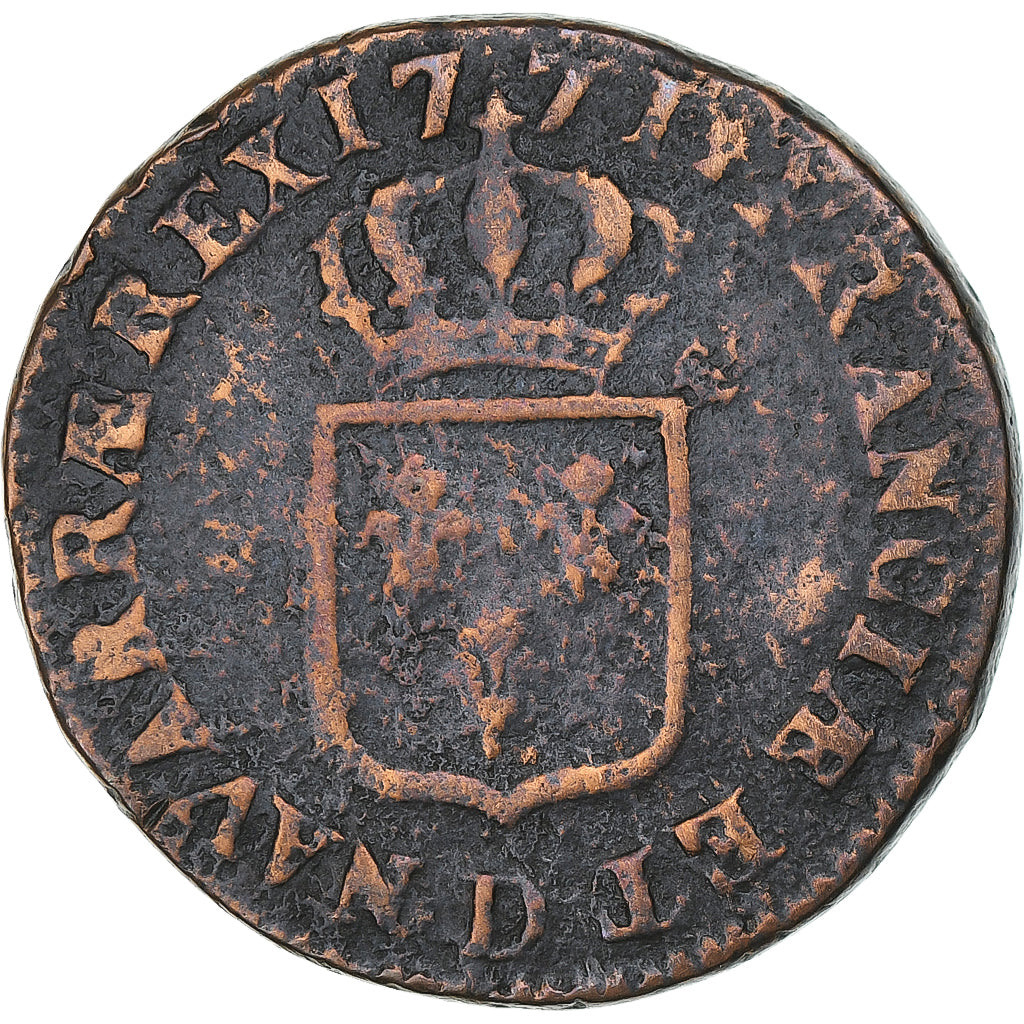 Frankrijk, Louis XV, Sol à la vieille tête, 1771, Lyon, Koper, FR, Gadoury:280