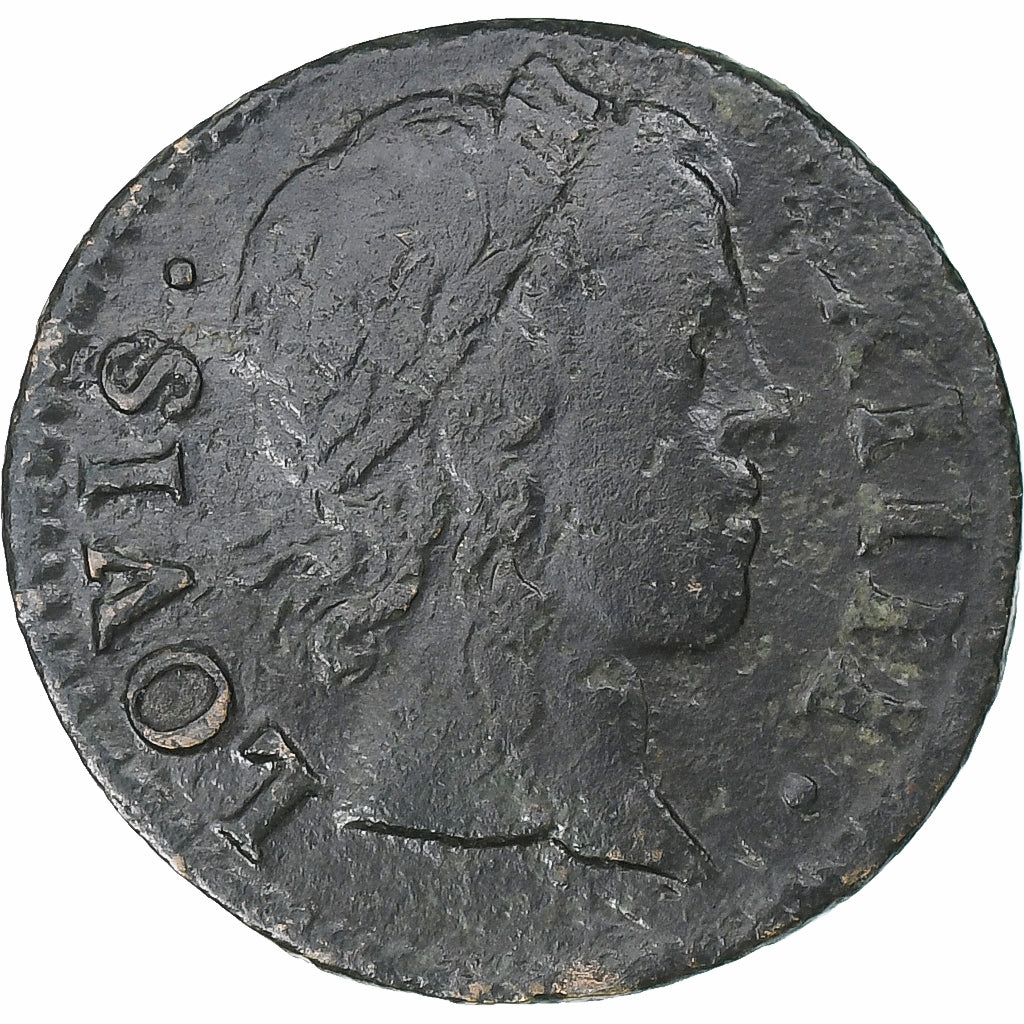 França, Louis XIV, Denier Tournois, 1649, Paris, Cobre, VF(20-25), Gadoury:70
