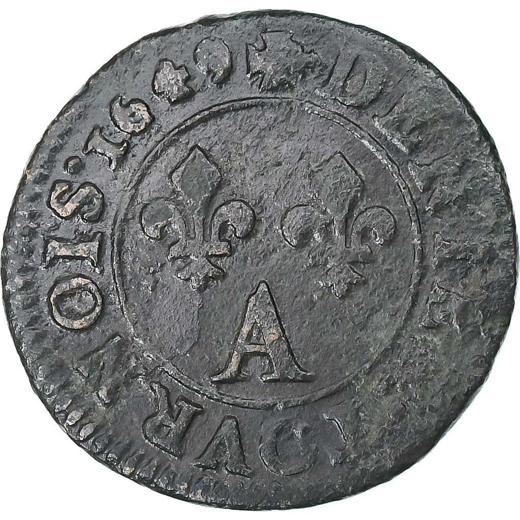 França, Louis XIV, Denier Tournois, 1649, Paris, Cobre, VF(20-25), Gadoury:70