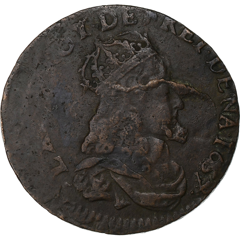 França, Louis XIV, Liard, 1657, Lusignan, Cobre, EF(40-45), Gadoury:80