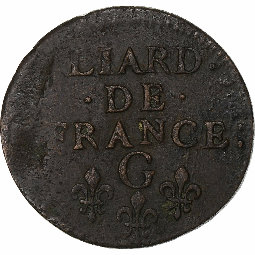 França, Louis XIV, Liard, 1657, Lusignan, Cobre, EF(40-45), Gadoury:80