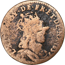 France, Louis XIV, Liard, 1657, Acquigny, Copper, VF(20-25), Gadoury:80