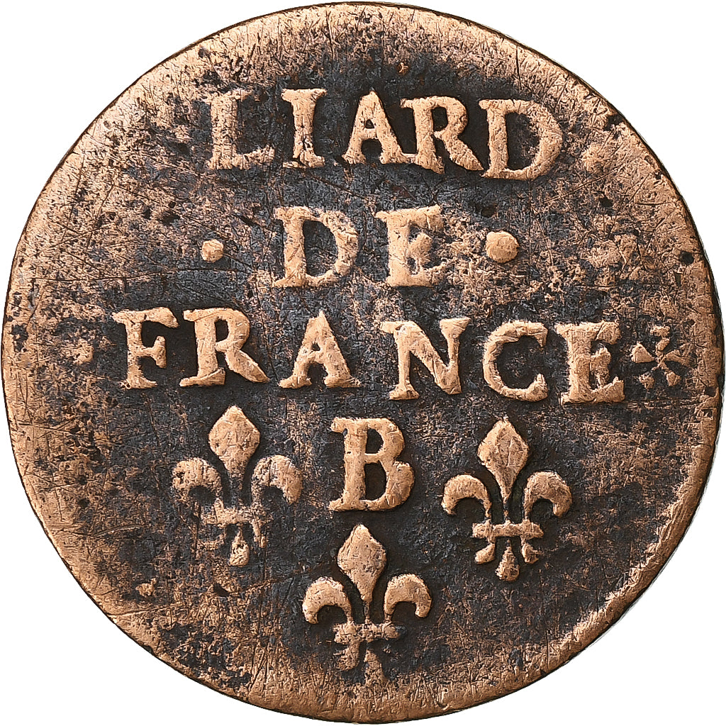 Francja, Louis XIV, Liard, 1657, Acquigny, Miedź, VF(20-25), Gadoury:80