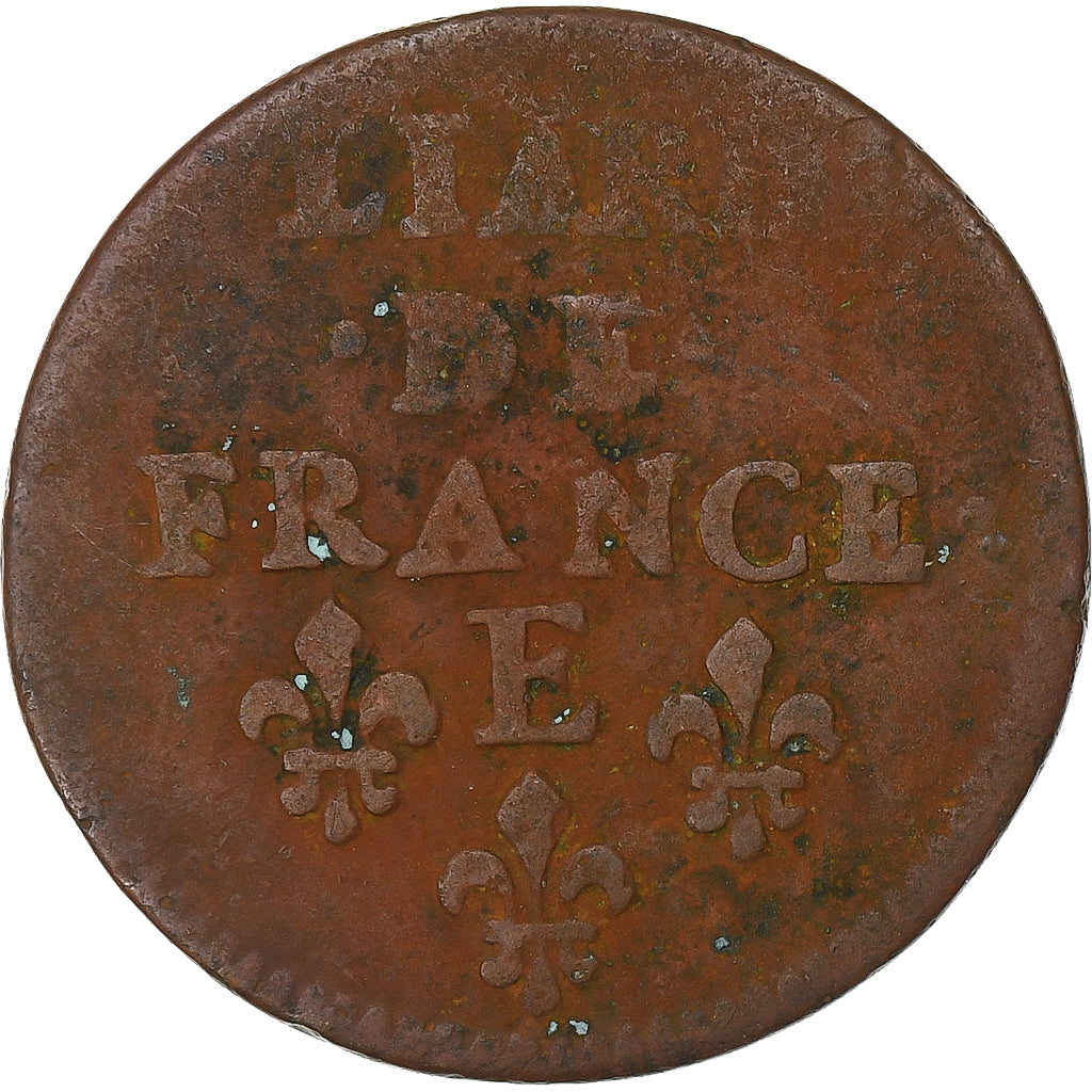 França, Louis XIV, Liard, 1656, Meung-sur-Loire, Cobre, F(12-15), Gadoury:80