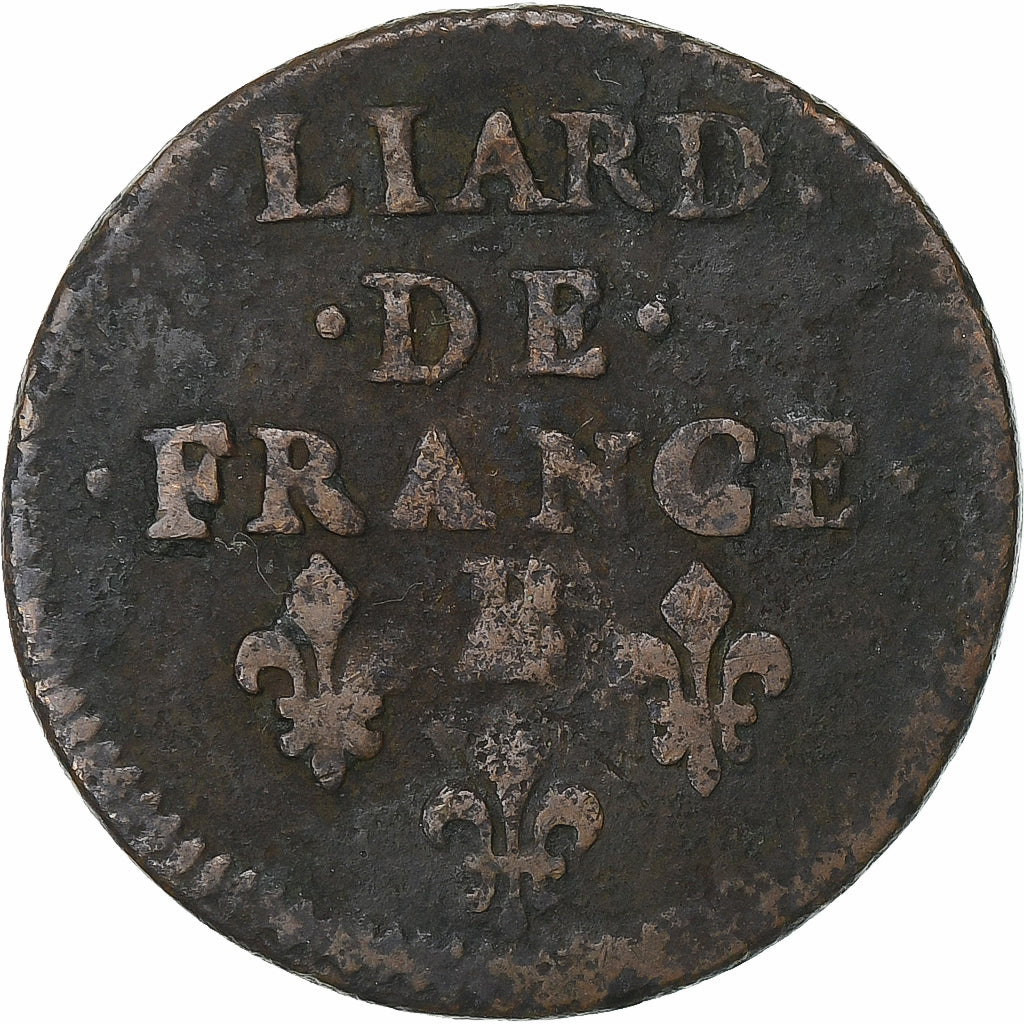 Frankrijk, Louis XIV, Liard, 1655, Pont-de-l'Arche, Koper, FR, Gadoury:80