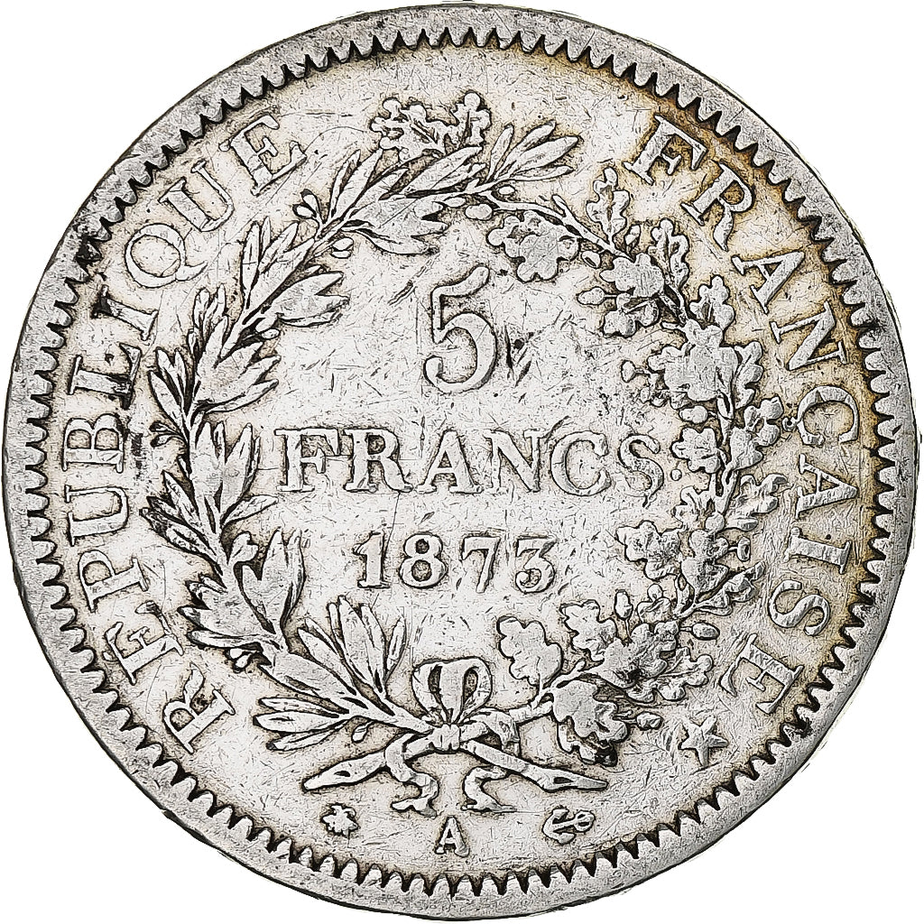 France, 5 Francs, Hercule, 1873, Paris, Argent, TB+, Gadoury:745, KM:820.1