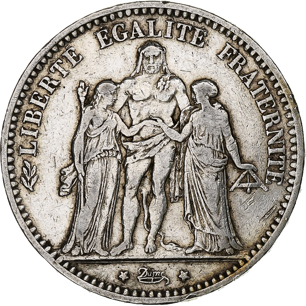 France, 5 Francs, Hercule, 1874, Bordeaux, Silver, VF(30-35), Gadoury:745