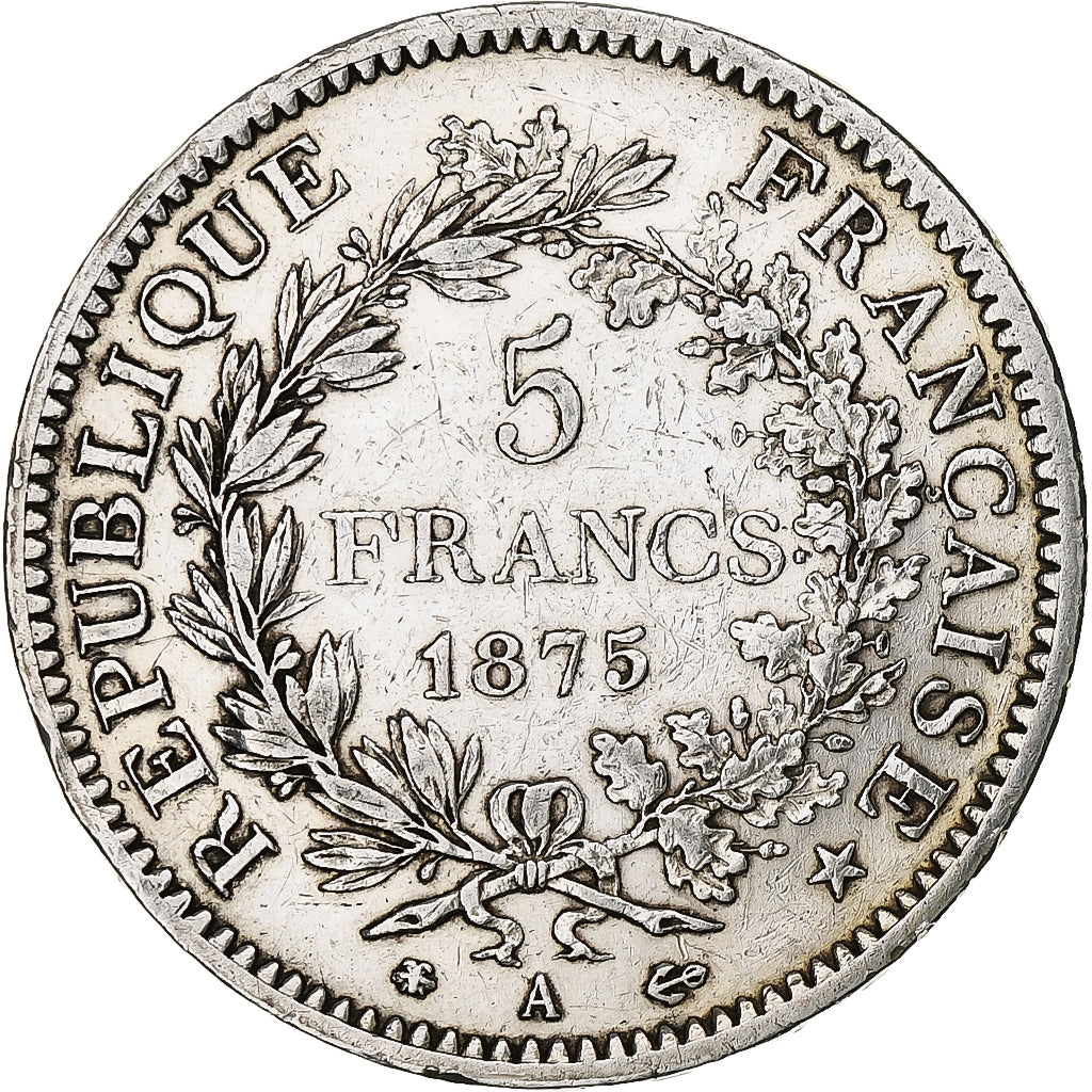 France, 5 Francs, Hercule, 1875, Paris, Silver, EF(40-45), Gadoury:745, KM:820.1