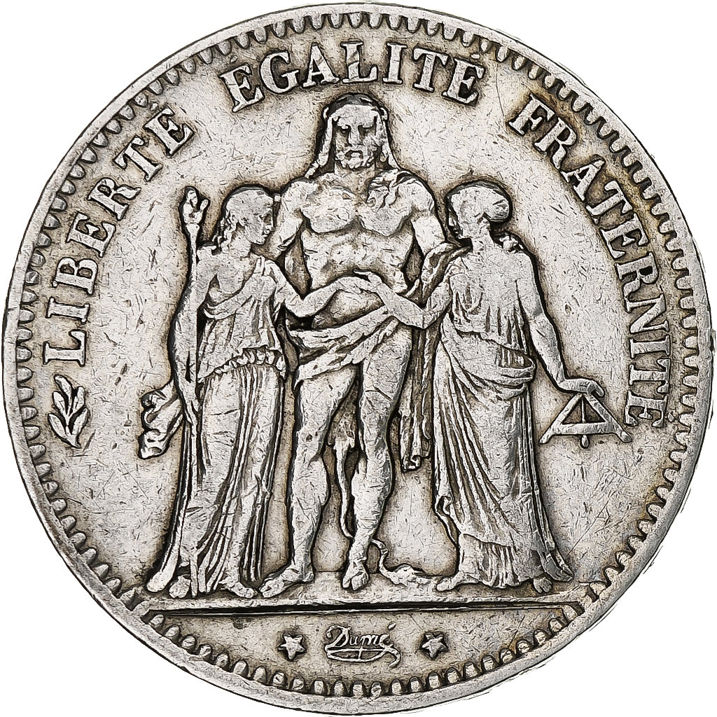 France, 5 Francs, Hercule, 1877, Bordeaux, Argent, TB+, Gadoury:745, KM:820.2