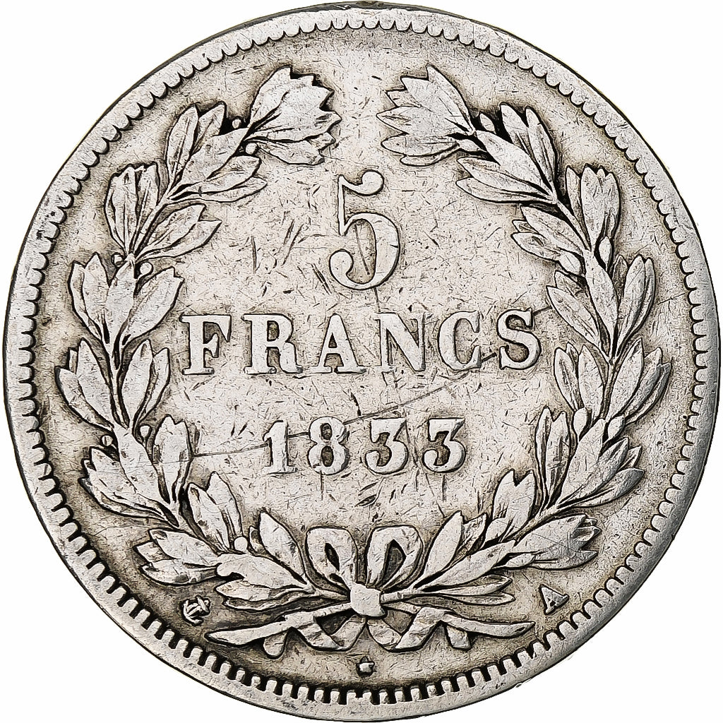 France, Louis-Philippe, 5 Francs, 1833, Paris, Silver, VF(30-35), Gadoury:678