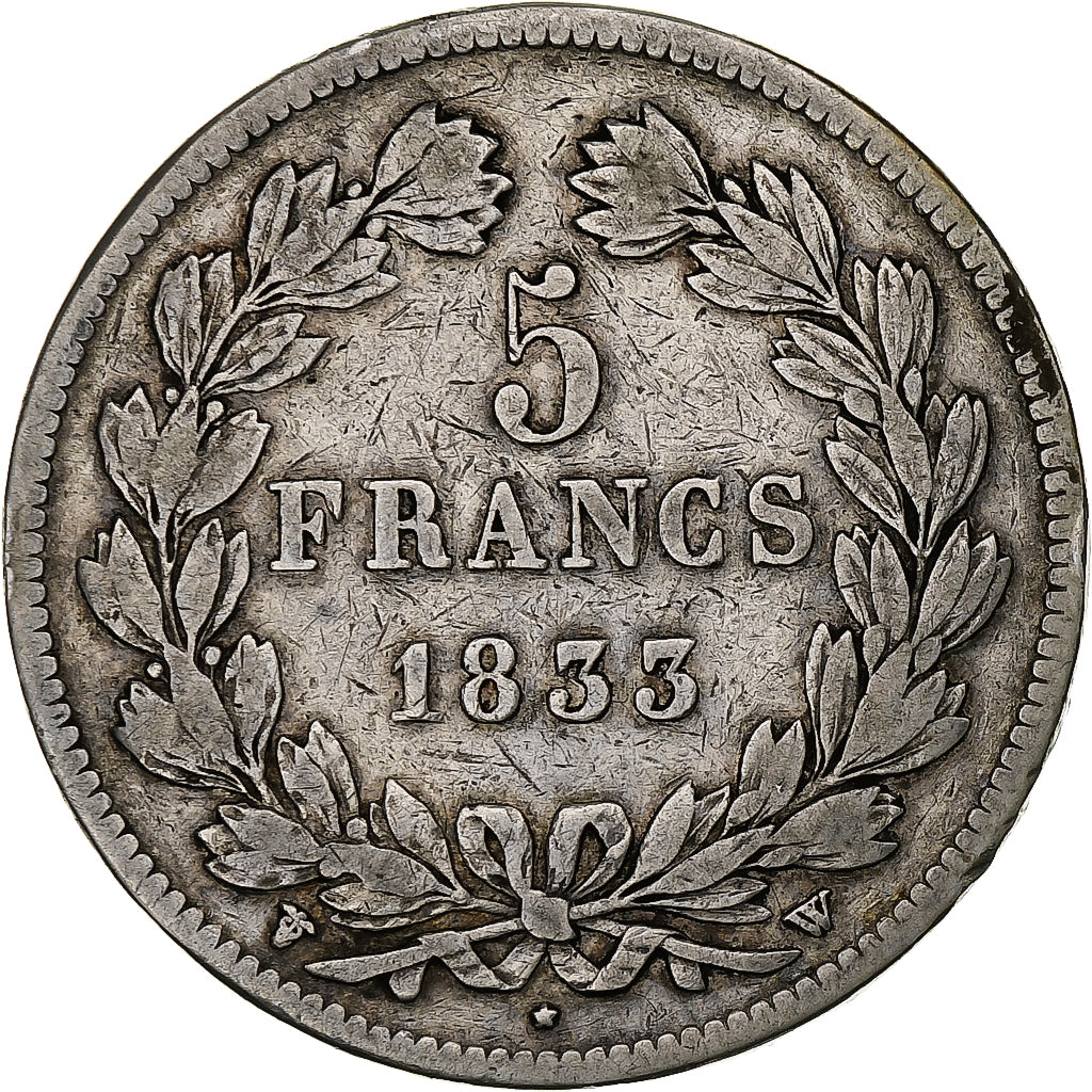 France, Louis-Philippe, 5 Francs, 1833, Lille, Silver, VF(30-35), Gadoury:678