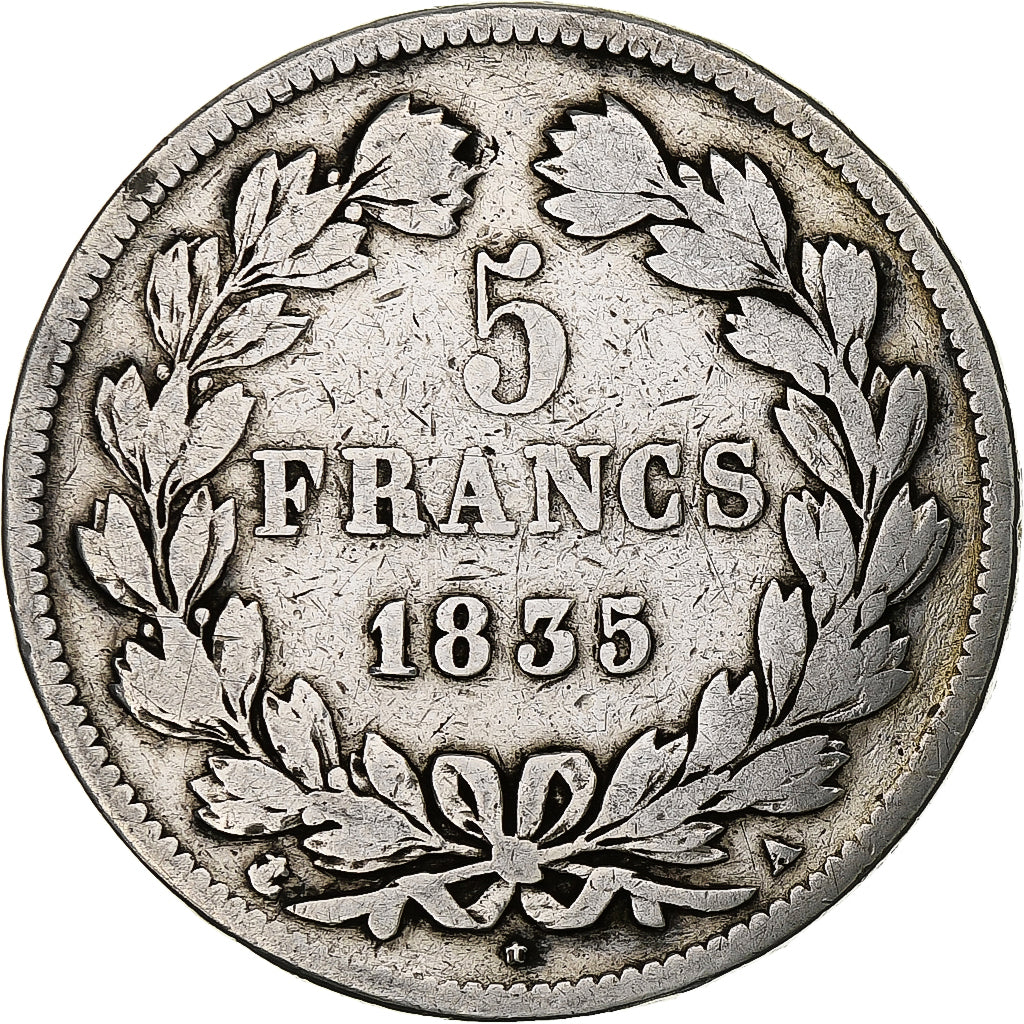 France, Louis-Philippe, 5 Francs, 1835, Paris, Silver, VF(30-35), Gadoury:678