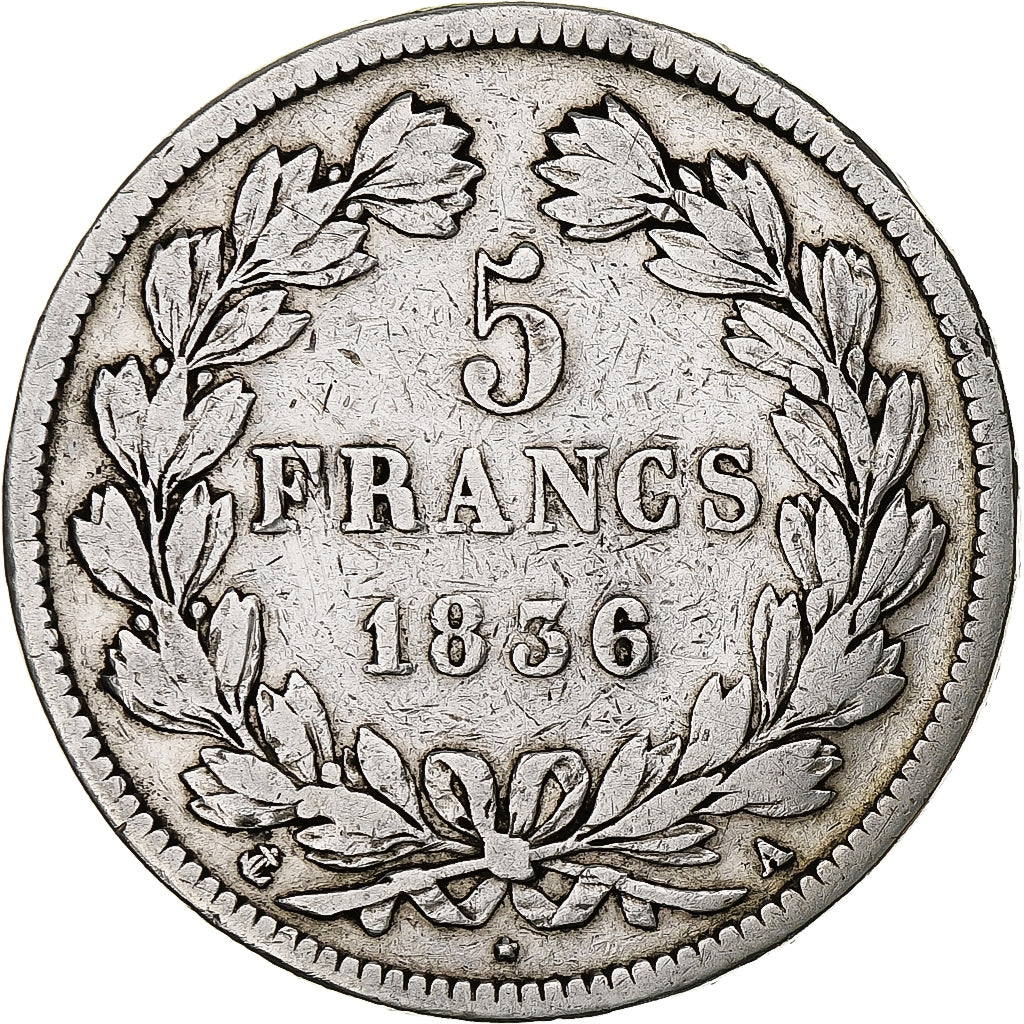 France, Louis-Philippe, 5 Francs, 1836, Paris, Silver, VF(30-35), Gadoury:678