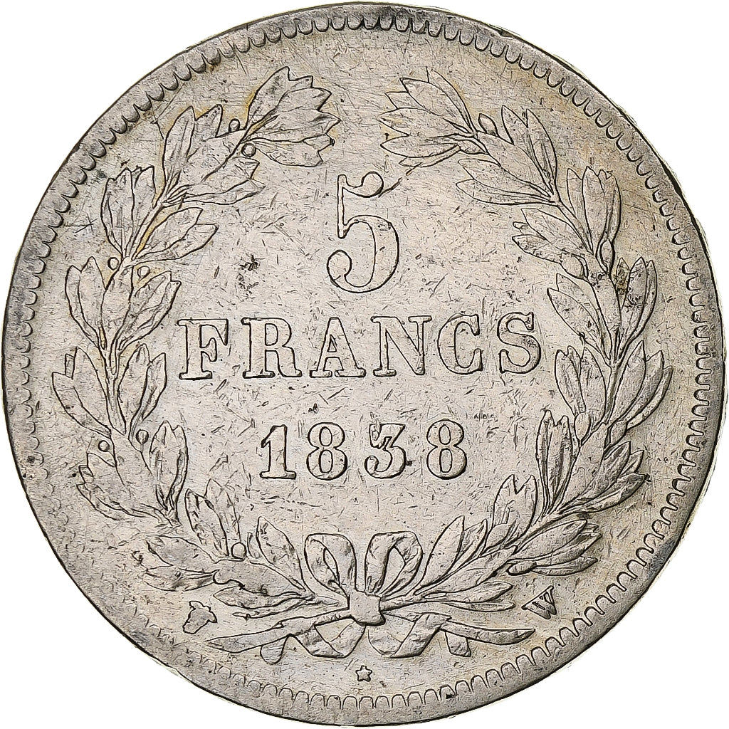 France, Louis-Philippe, 5 Francs, 1838, Lille, Silver, VF(30-35), Gadoury:678