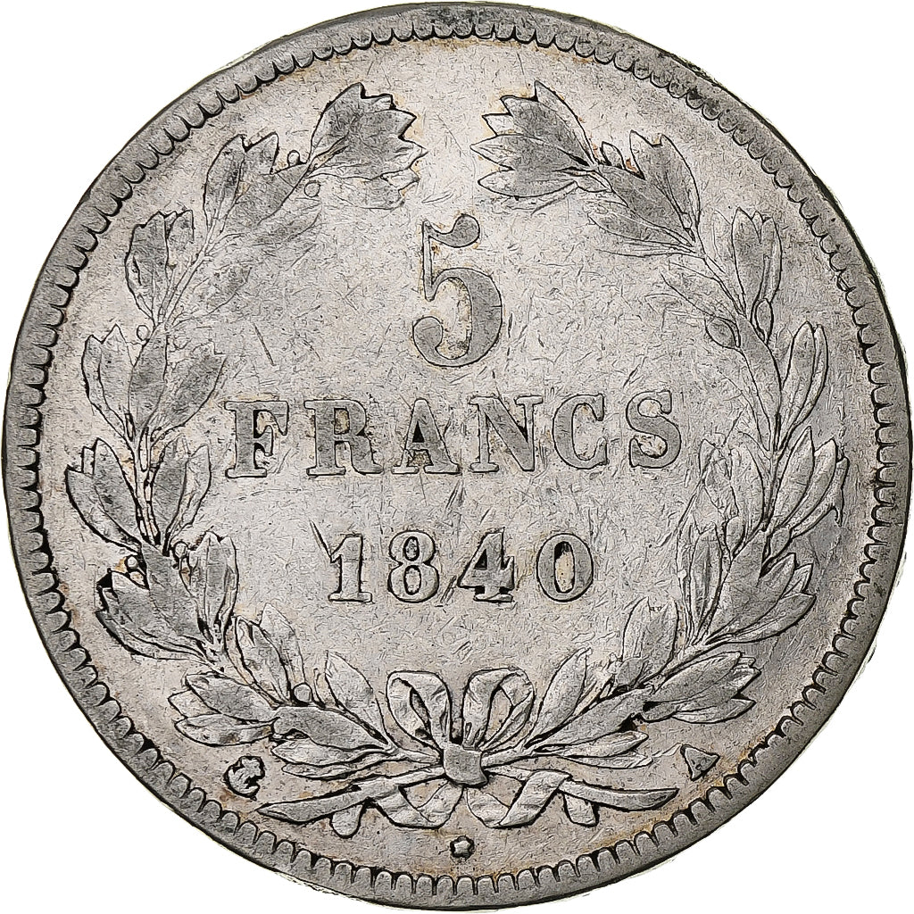 France, Louis-Philippe, 5 Francs, 1840, Paris, Silver, VF(30-35), Gadoury:678