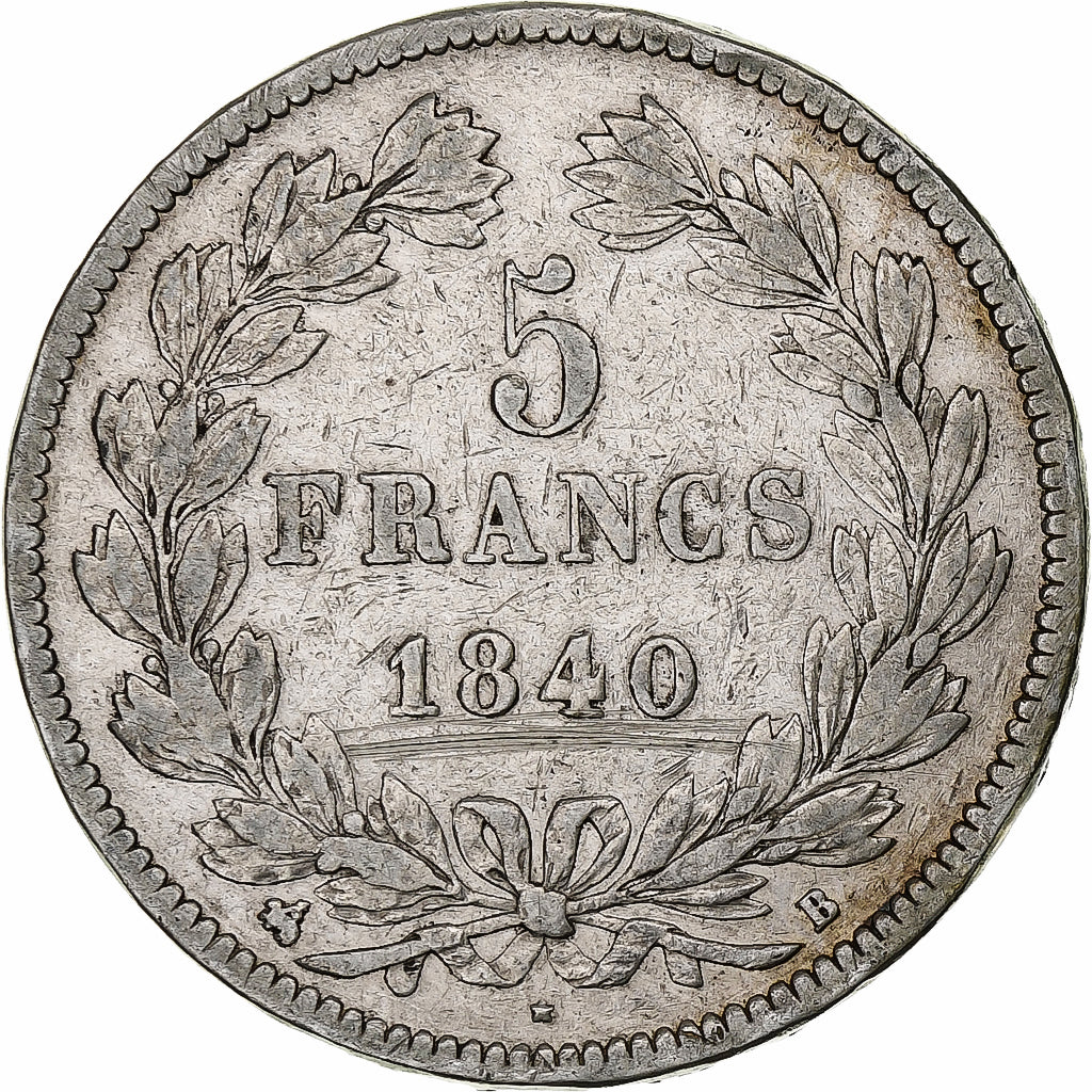 France, Louis-Philippe, 5 Francs, 1840, Rouen, Silver, VF(30-35), Gadoury:678