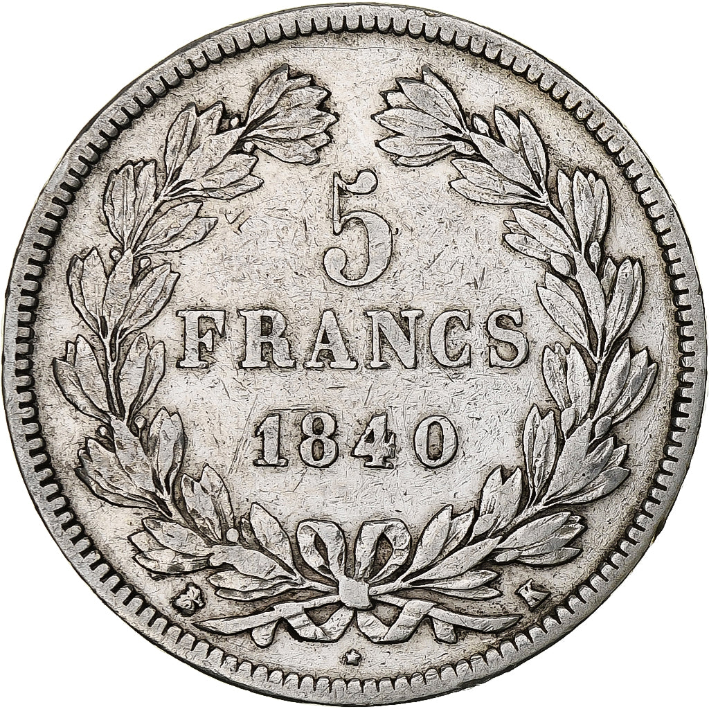 France, Louis-Philippe, 5 Francs, 1840, Bordeaux, Silver, VF(30-35)