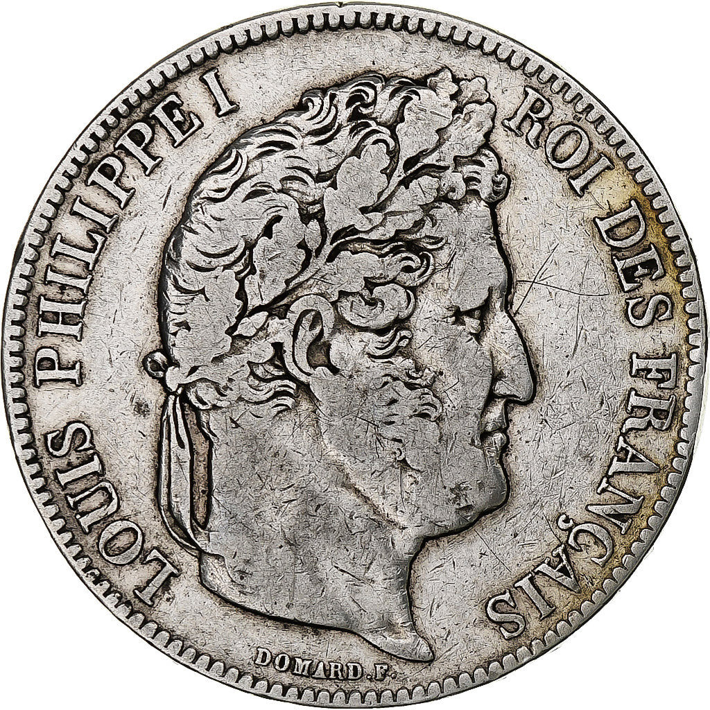 Francia, Louis-Philippe, 5 Francs, 1841, Paris, Plata, BC+, Gadoury:678