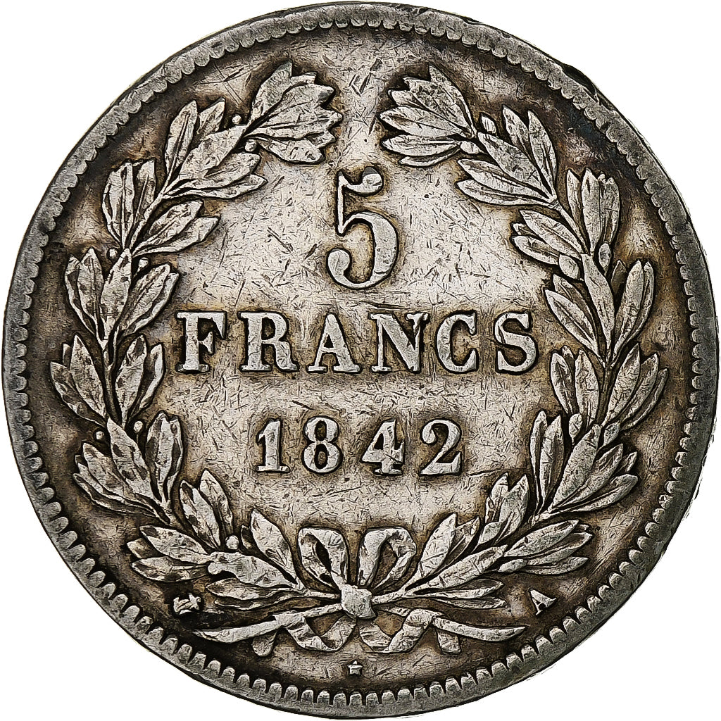 France, Louis-Philippe, 5 Francs, 1842, Paris, Silver, VF(30-35), Gadoury:678