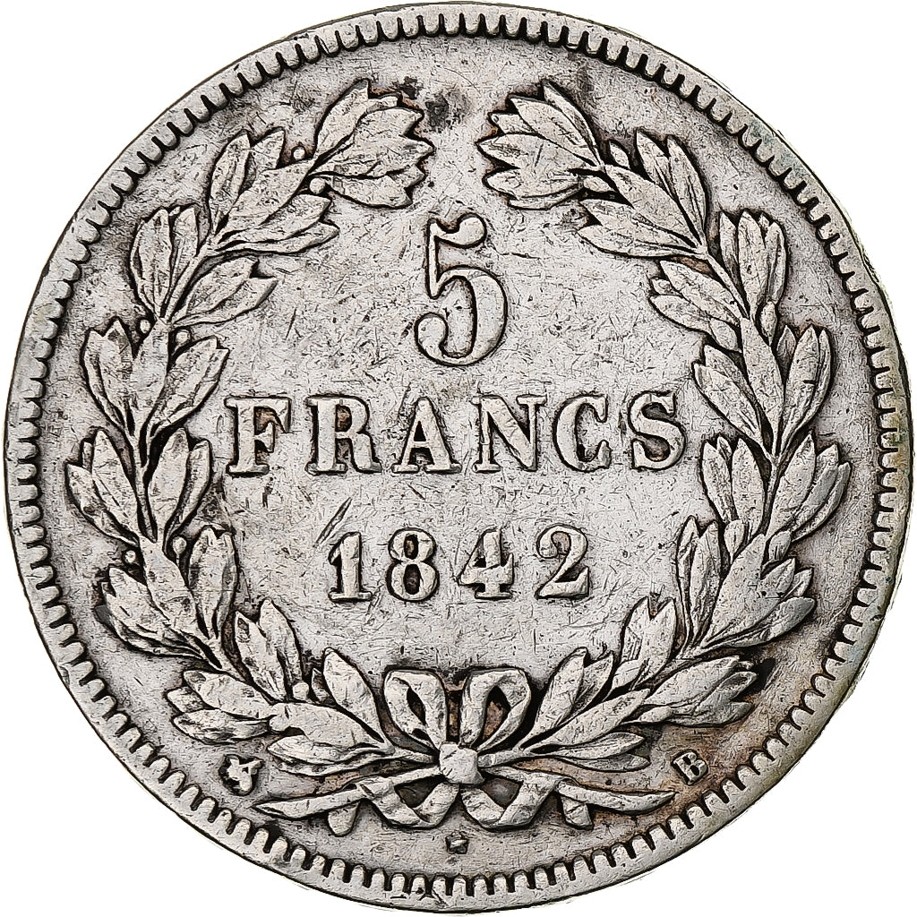 Frankrijk, Louis-Philippe, 5 Francs, 1842, Rouen, Zilver, FR+, Gadoury:678