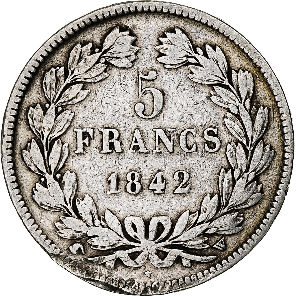 France, Louis-Philippe, 5 Francs, 1842, Lille, Silver, VF(30-35), Gadoury:678