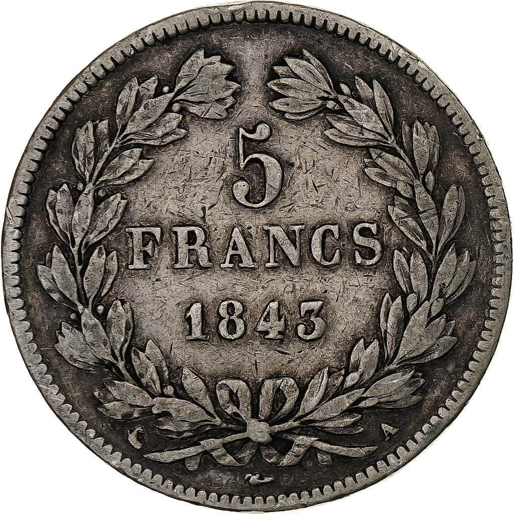 France, Louis-Philippe, 5 Francs, 1843, Paris, Silver, VF(30-35), Gadoury:678