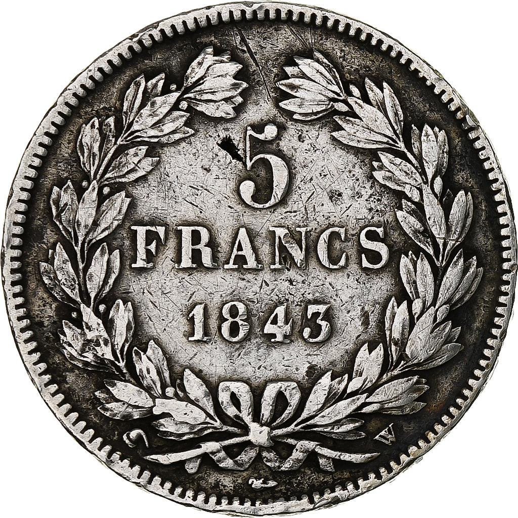 France, Louis-Philippe, 5 Francs, 1843, Lille, Silver, VF(30-35), Gadoury:678