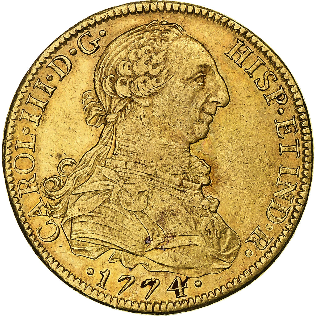 Mexico, Carlos III, 8 Escudos, 1774, Mexico City, Gold, EF(40-45), KM:156.2
