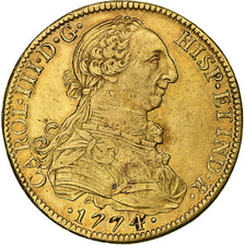 Mexico, Carlos III, 8 Escudos, 1774, Mexico City, Gold, EF(40-45), KM:156.2