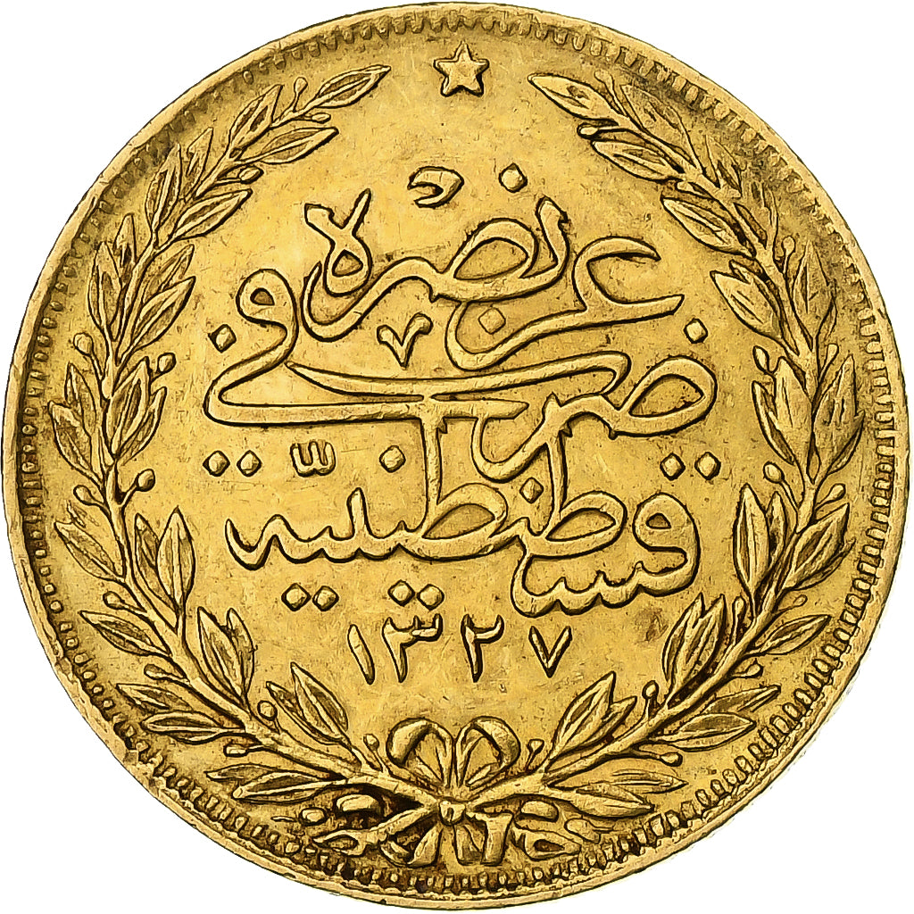 Empire ottoman, Mehmed V, 100 Kurush, AH 1327-3 / 1911, Constantinople, Or