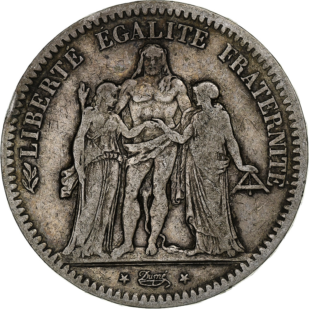 Francia, 5 Francs, Hercule, 1848, Paris, Plata, BC+, Gadoury:683, KM:756.1