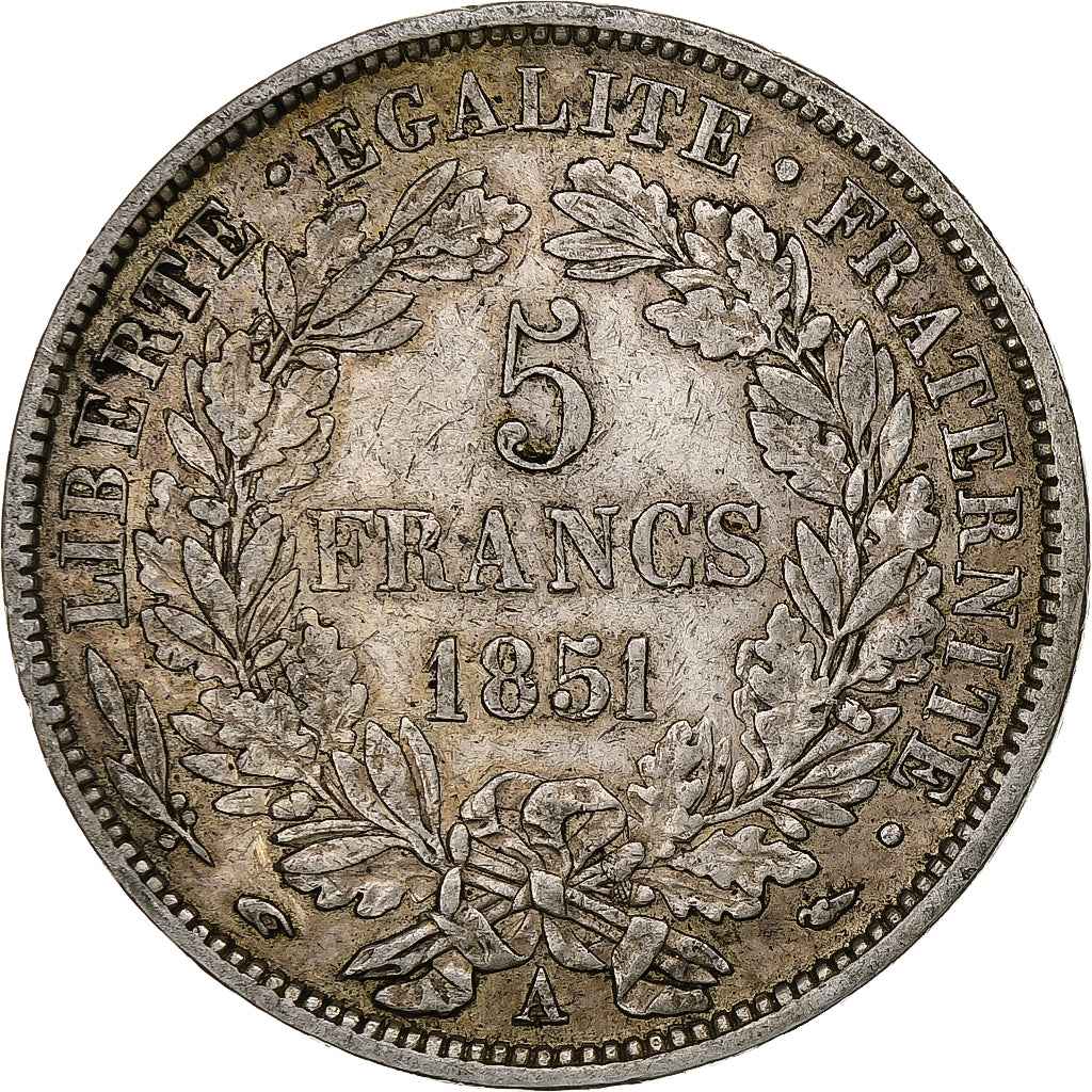 Francia, 5 Francs, Cérès, 1851, Paris, Argento, BB, Gadoury:719, KM:761.1
