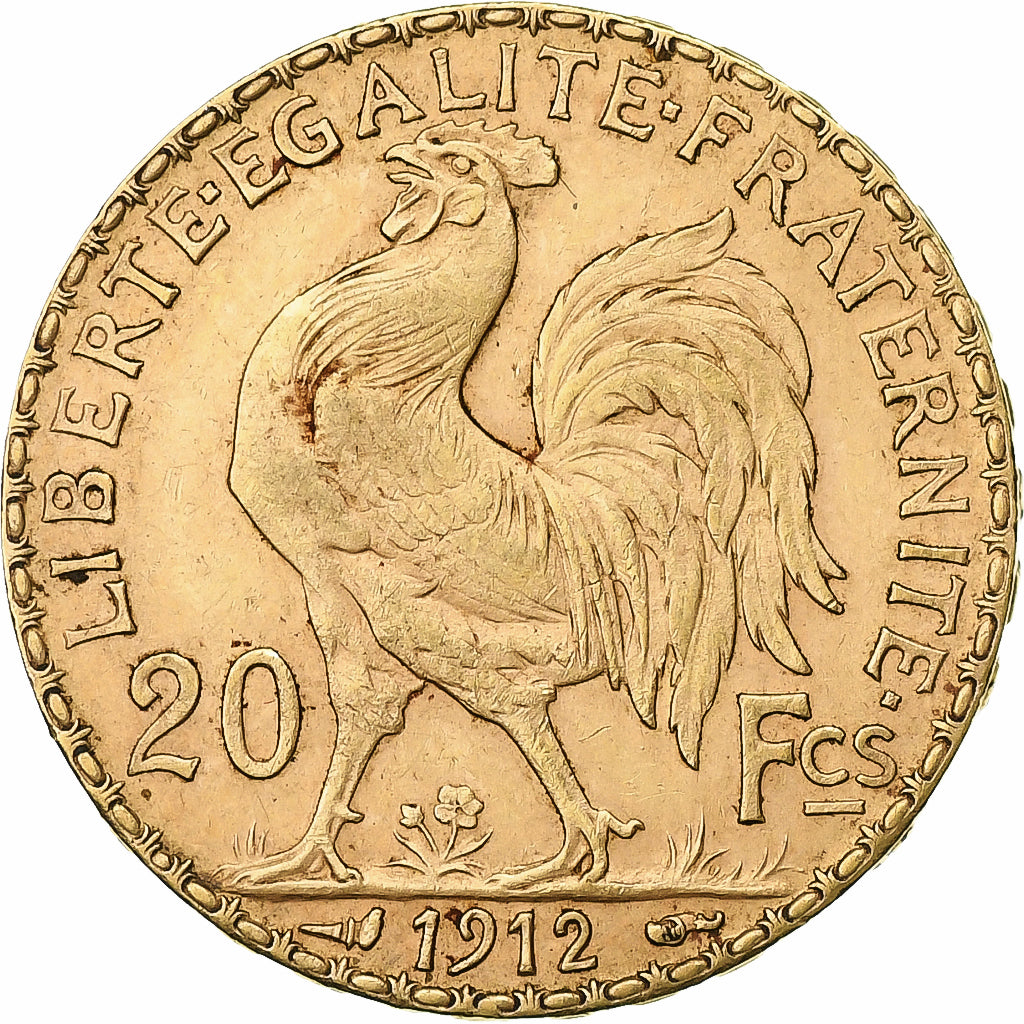 Francia, 20 Francs, Coq, 1912, Paris, Oro, SPL-, Gadoury:1064a, KM:857