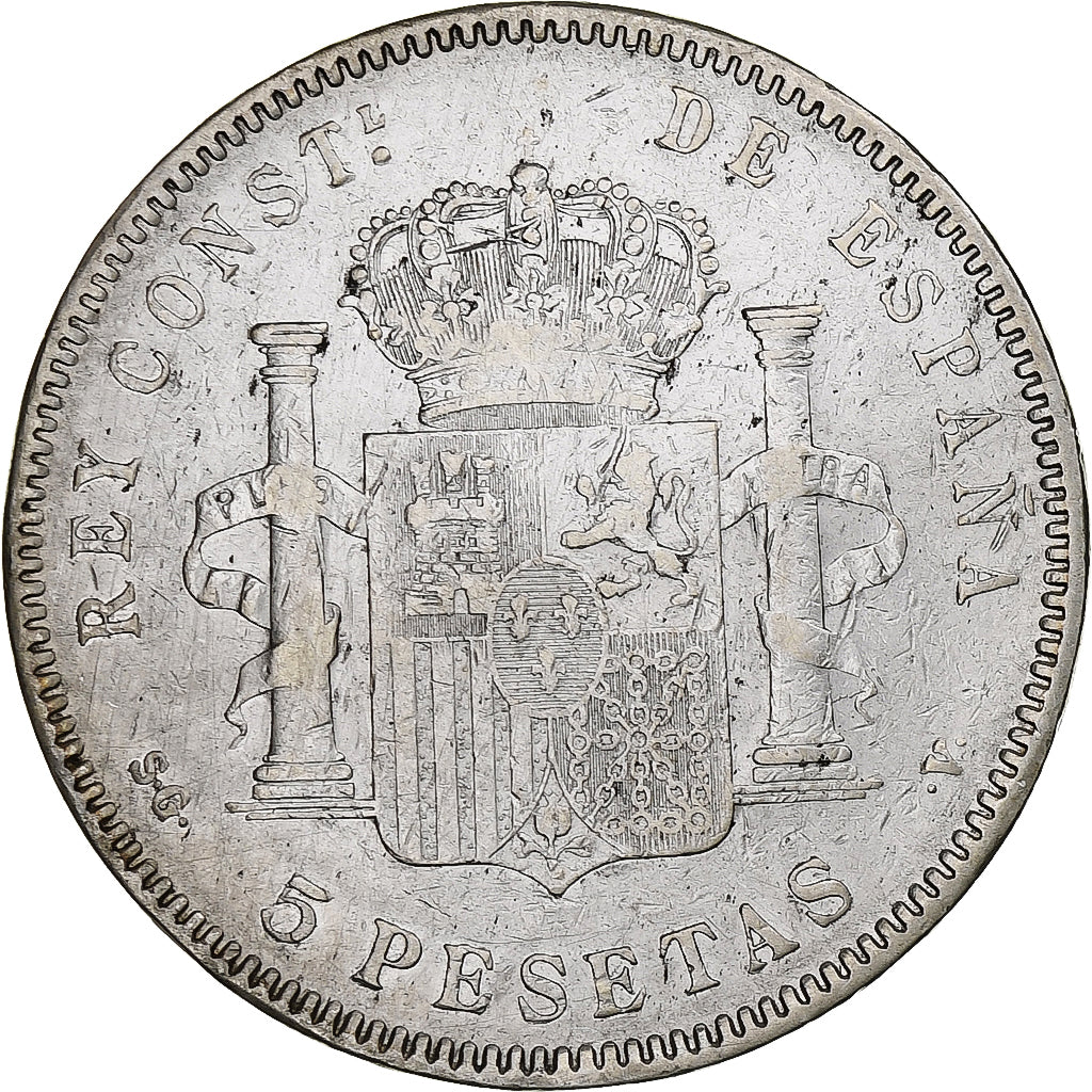 Spain, Alfonso XIII, 5 Pesetas, 1898, Madrid, Silver, VF(30-35), KM:707
